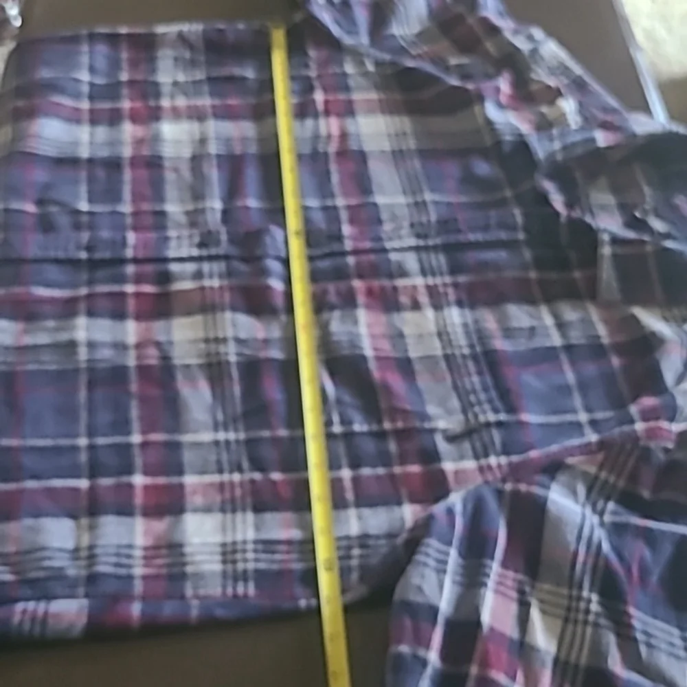 Eddie Bauer flannel shirt sz. XXL. blue red and gray. (#1290A)